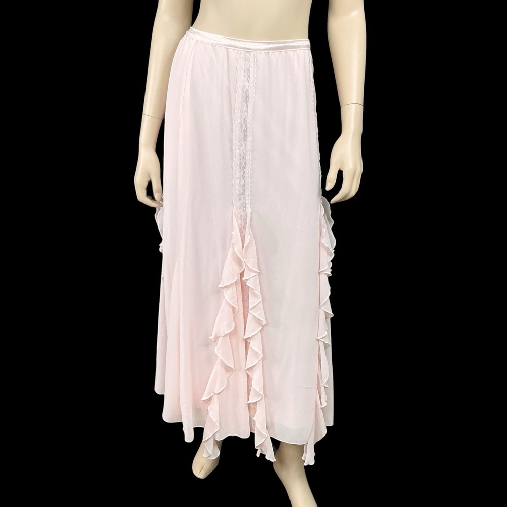 Thirty Thirty‎ LA Skirt Women XS Pink Maxi Long Ruffle Elastic Waist NWT